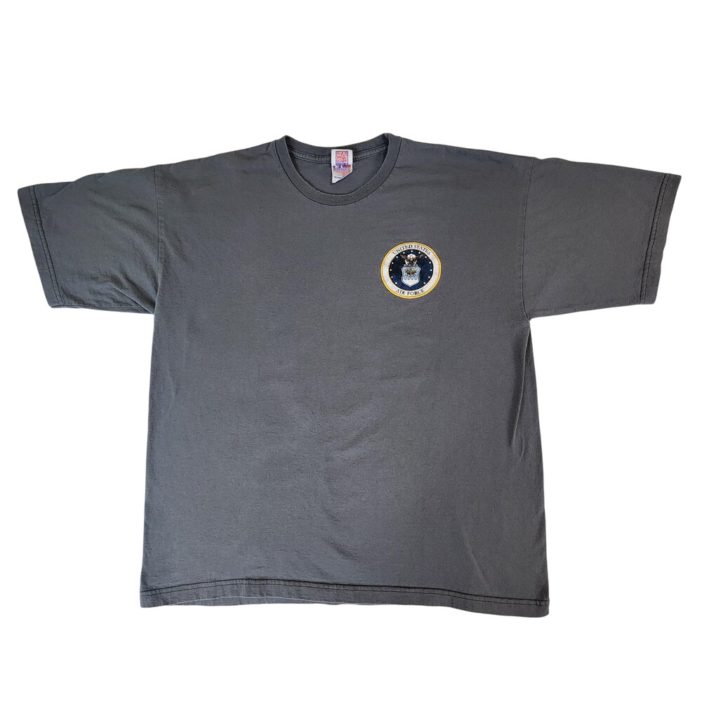 United States Air Force Shirt Mens XL Gray Bayside Made USA Graphic Eagle